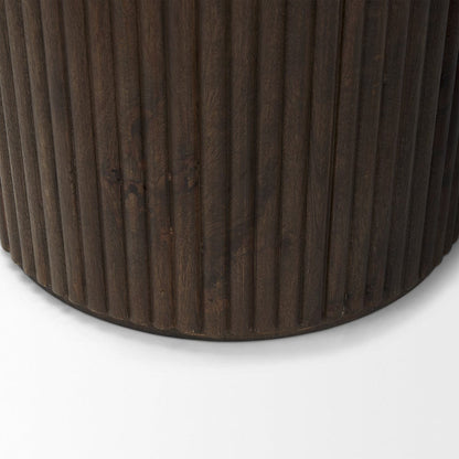 Mercana - Terra 18L x 18W x 22H Dark Brown Wood Fluted Round Side Table - 69881 view 8