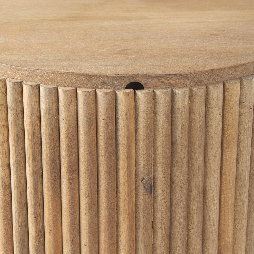 Mercana - Terra 18L x 18W x 22H Light Brown Wood Fluted Round Side Table - 69882 view 4