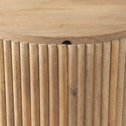 Mercana - Terra 18L x 18W x 22H Light Brown Wood Fluted Round Side Table - 69882 view 4