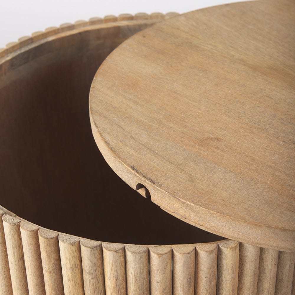 Mercana - Terra 18L x 18W x 22H Light Brown Wood Fluted Round Side Table - 69882 view 5