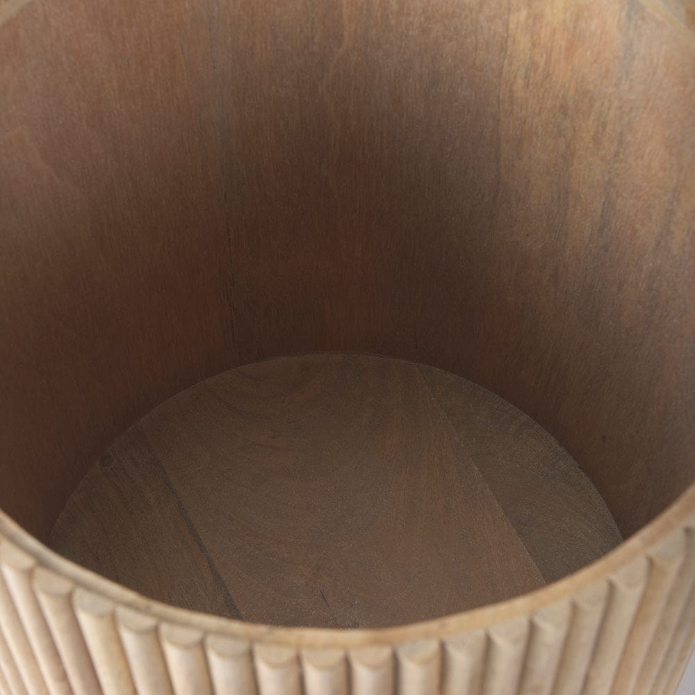 Mercana - Terra 18L x 18W x 22H Light Brown Wood Fluted Round Side Table - 69882 view 7