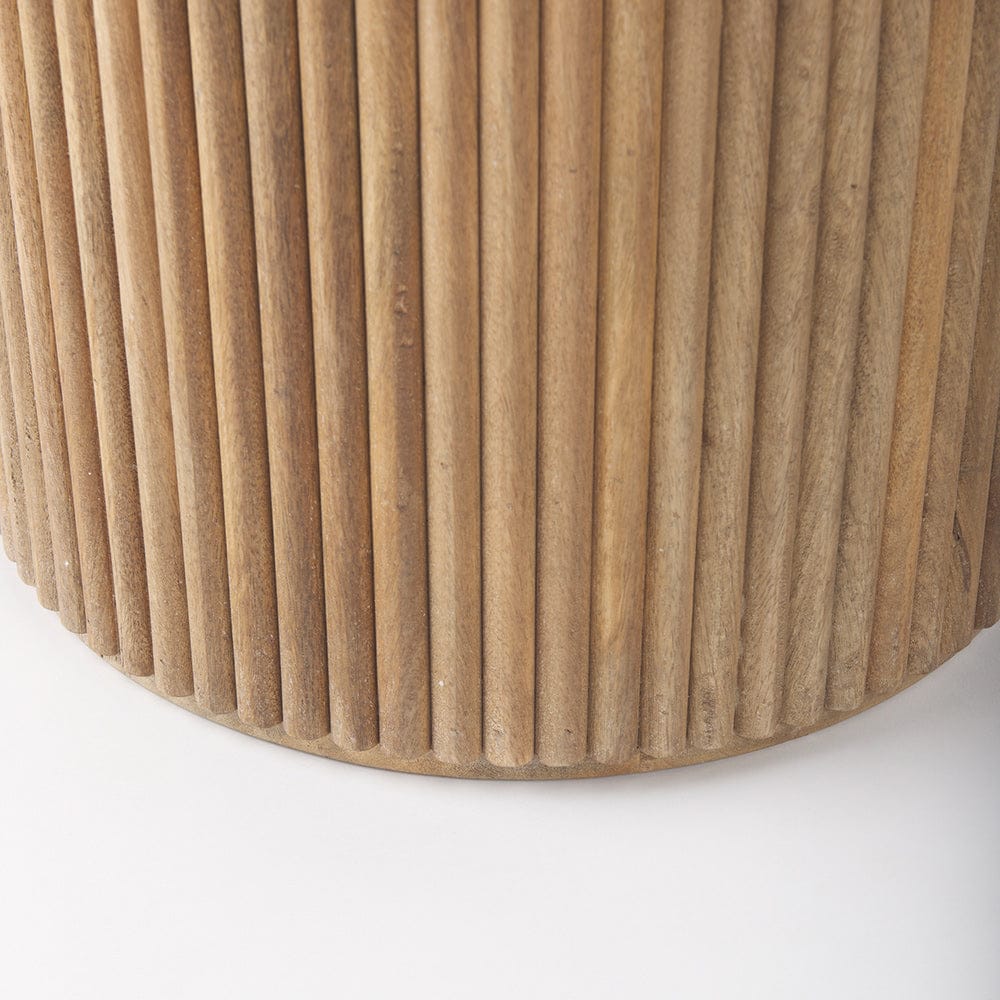 Mercana - Terra 18L x 18W x 22H Light Brown Wood Fluted Round Side Table - 69882 view 8
