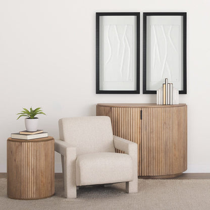 Mercana - Terra 18L x 18W x 22H Light Brown Wood Fluted Round Side Table - 69882 view 10
