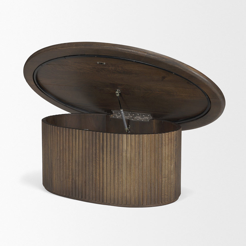 Mercana - Terra 48L x 28W x 15H Dark Brown Wood Oval Fluted Coffee Table - 69875 view 6