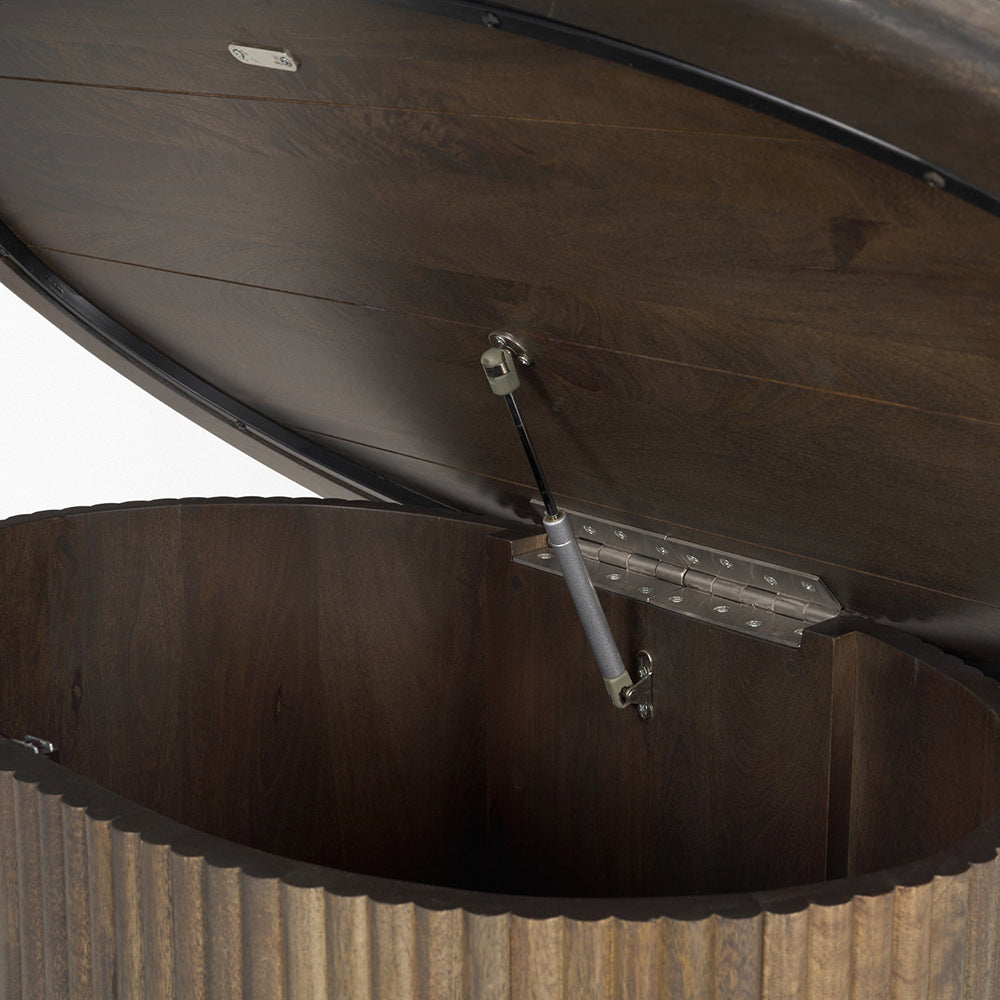 Mercana - Terra 48L x 28W x 15H Dark Brown Wood Oval Fluted Coffee Table - 69875 view 10