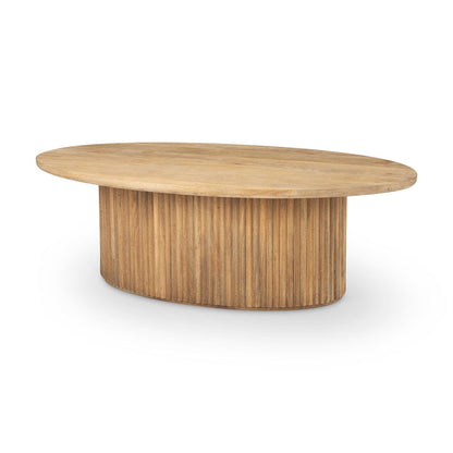Mercana - Terra 48L x 28W x 15H Light Brown Wood Oval Fluted Coffee Table - 69876 view 1
