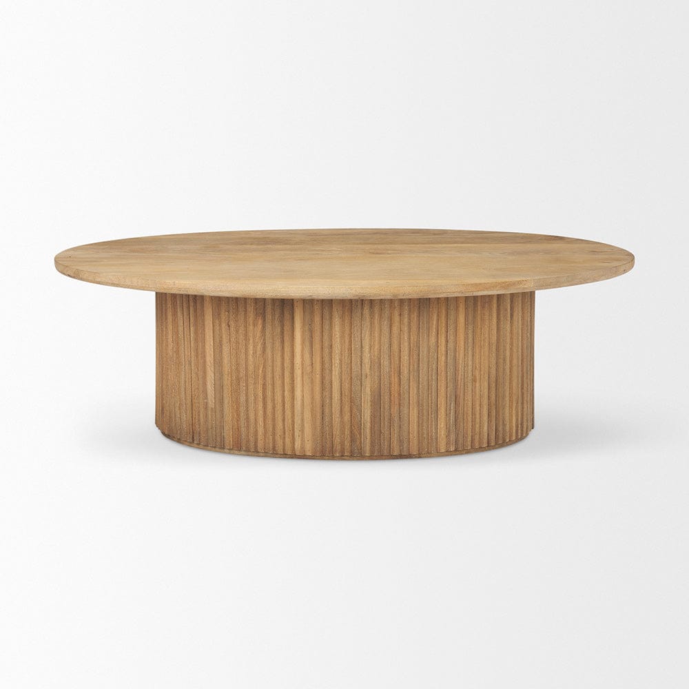 Mercana - Terra 48L x 28W x 15H Light Brown Wood Oval Fluted Coffee Table - 69876 view 2