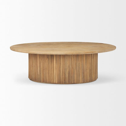 Mercana - Terra 48L x 28W x 15H Light Brown Wood Oval Fluted Coffee Table - 69876 view 2