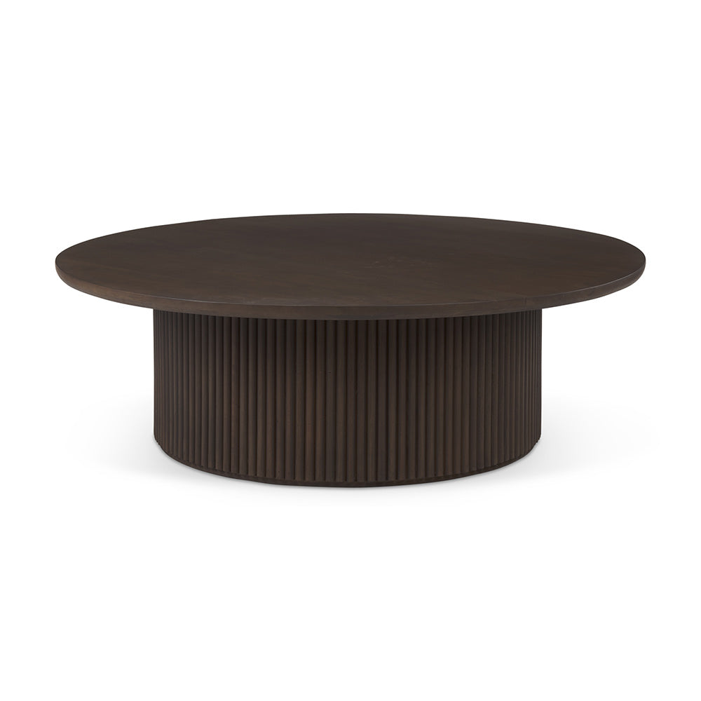 Mercana - Terra 48L x 48W x 15H Dark Brown Wood Round Fluted Coffee Table - 69877_CLOSEOUT view 1