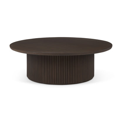 Mercana - Terra 48L x 48W x 15H Dark Brown Wood Round Fluted Coffee Table - 69877_CLOSEOUT view 1