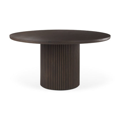 Mercana - Terra 60L x 60W x 30H Dark Brown Wood Round Fluted Dining Table - 69873-AB view 1