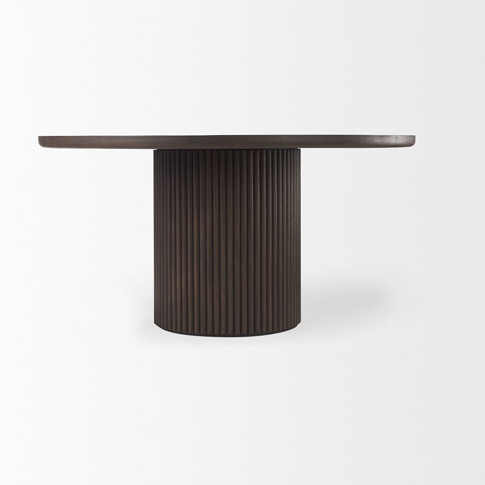 Mercana - Terra 60L x 60W x 30H Dark Brown Wood Round Fluted Dining Table - 69873-AB view 3