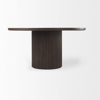 Mercana - Terra 60L x 60W x 30H Dark Brown Wood Round Fluted Dining Table - 69873-AB view 3