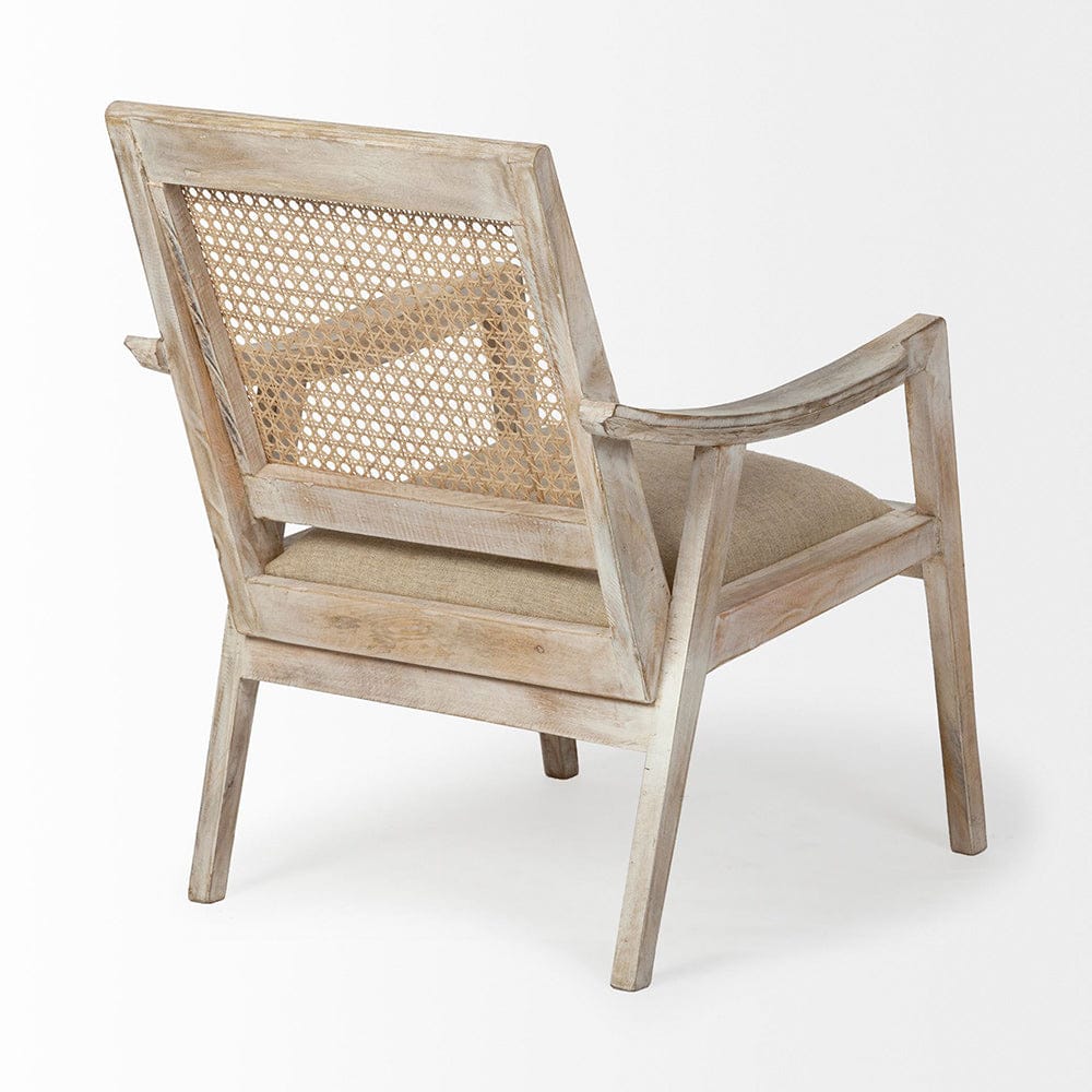 Mercana - Teryn Cream Linen Seat And Natural Wooden Base w/ Mesh Back Accent Chair - 67833 view 3