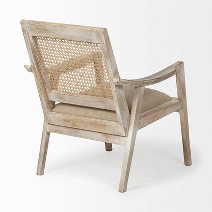 Mercana - Teryn Cream Linen Seat And Natural Wooden Base w/ Mesh Back Accent Chair - 67833 view 3