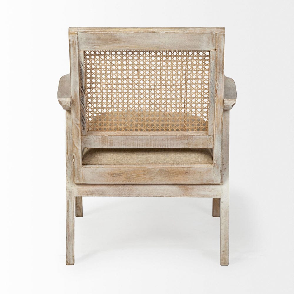 Mercana - Teryn Cream Linen Seat And Natural Wooden Base w/ Mesh Back Accent Chair - 67833 view 4