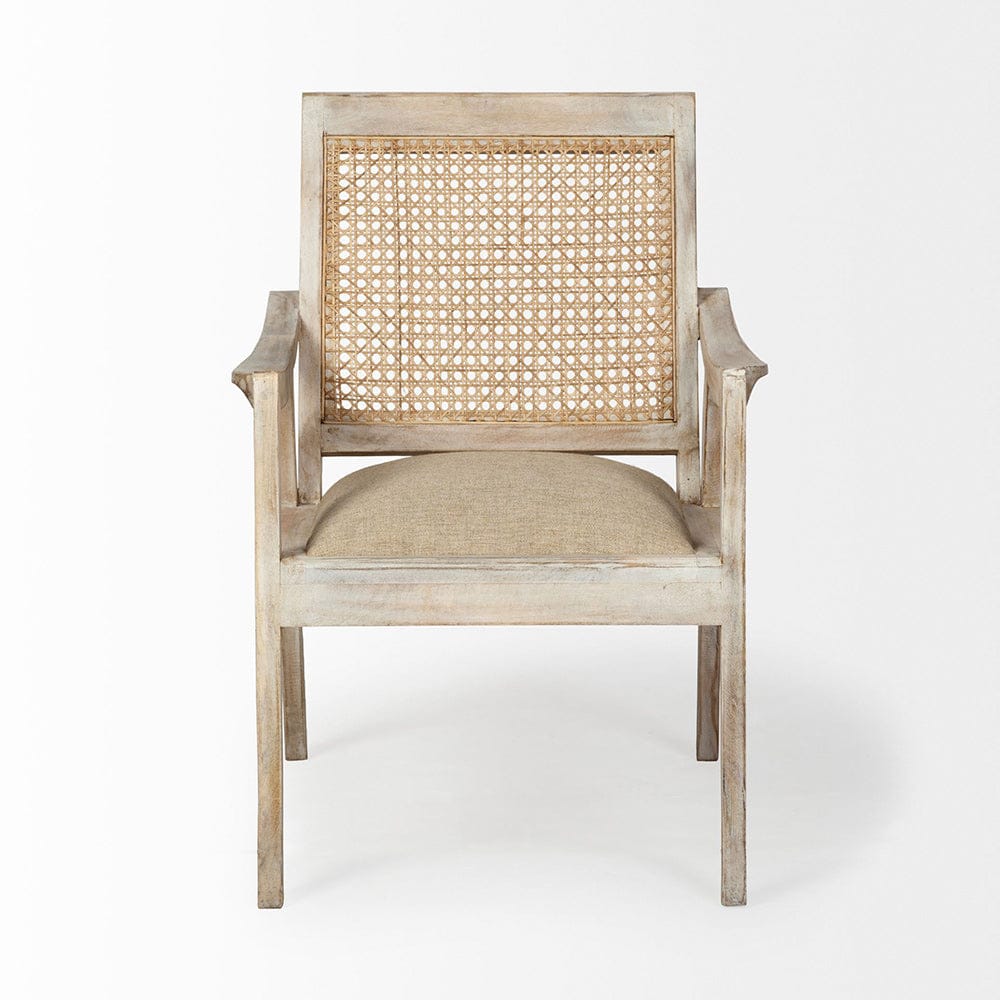 Mercana - Teryn Cream Linen Seat And Natural Wooden Base w/ Mesh Back Accent Chair - 67833 view 5