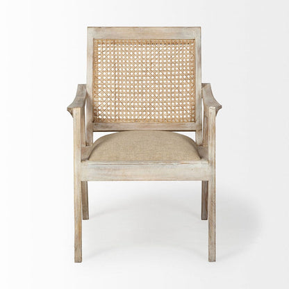 Mercana - Teryn Cream Linen Seat And Natural Wooden Base w/ Mesh Back Accent Chair - 67833 view 5