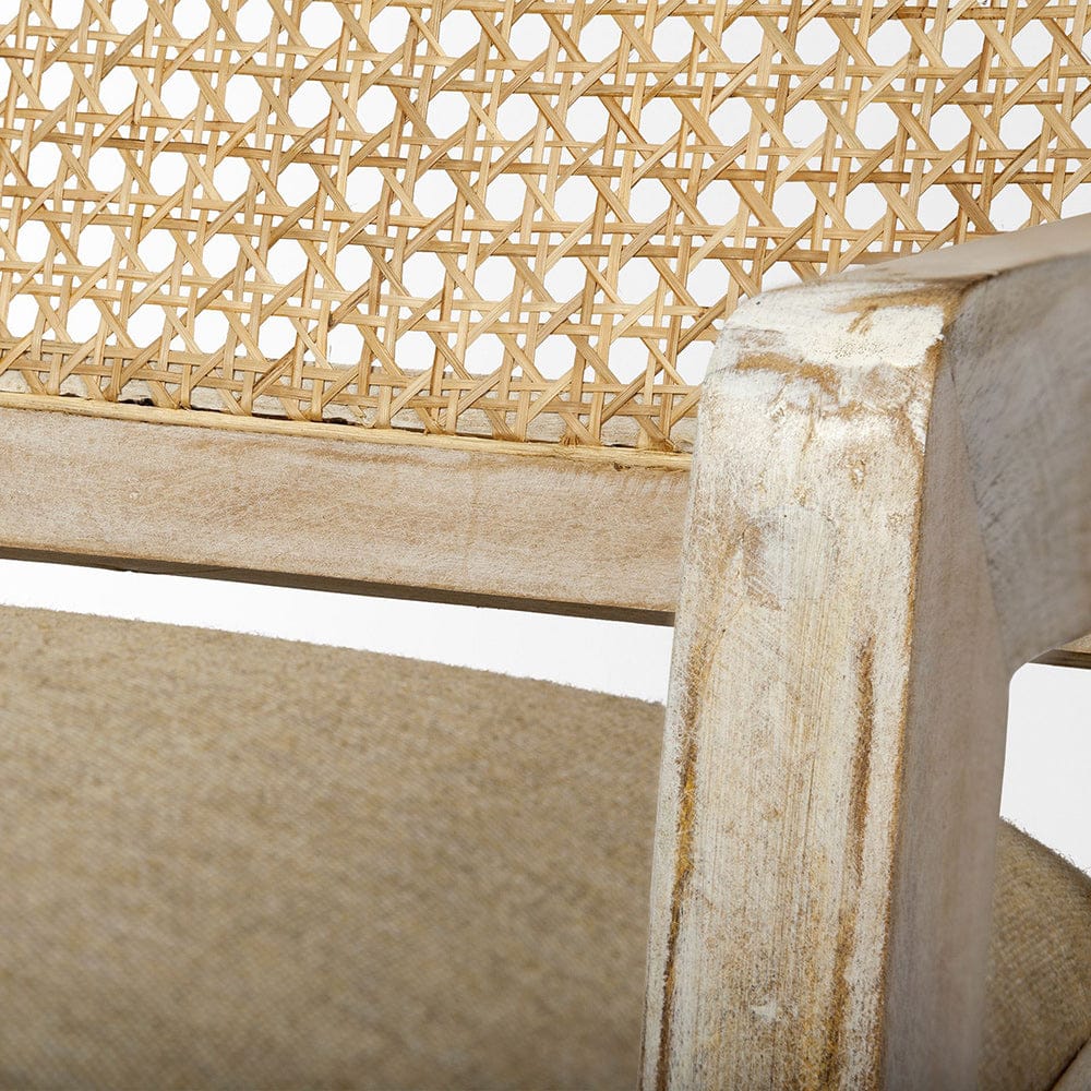 Mercana - Teryn Cream Linen Seat And Natural Wooden Base w/ Mesh Back Accent Chair - 67833 view 6