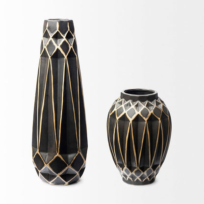 Mercana - Teulia I Tall Black With Cream Accent Ceramic Vase - 68016 view 3