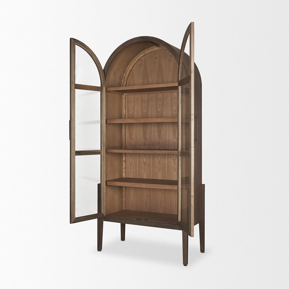 Mercana - Teva Two Toned Dark w/Light Wood Arched Curio Cabinet - 70864 view 6