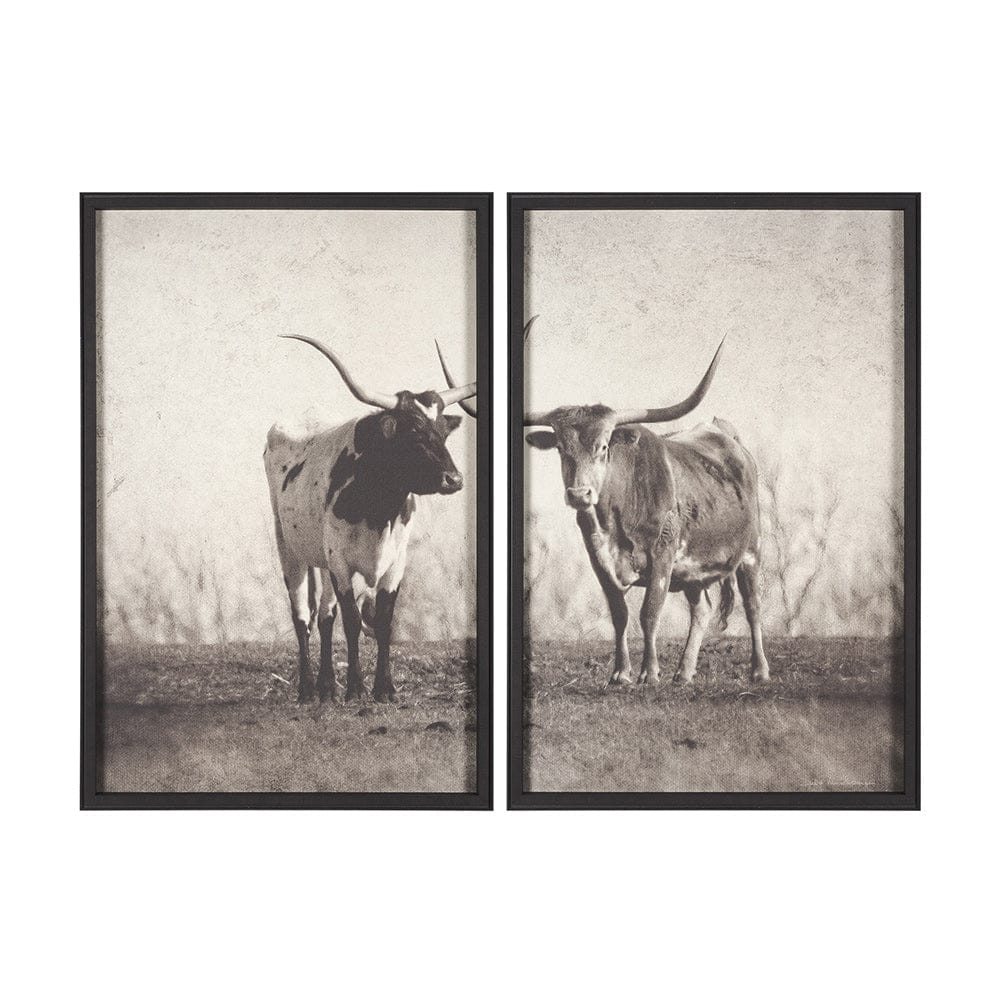 Mercana - Texas Longhorns by Debra Van Swearingen a Hand Embellished Framed Art Photograph Print (Set of 2) - 15470 view 1