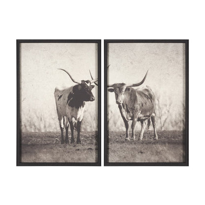 Mercana - Texas Longhorns by Debra Van Swearingen a Hand Embellished Framed Art Photograph Print (Set of 2) - 15470 view 1