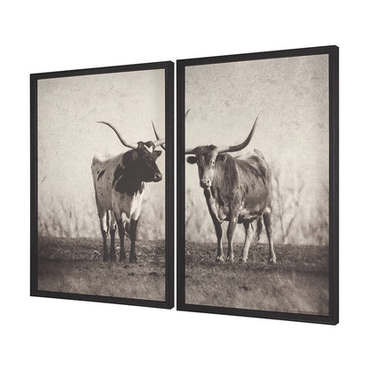 Mercana - Texas Longhorns by Debra Van Swearingen a Hand Embellished Framed Art Photograph Print (Set of 2) - 15470 view 2