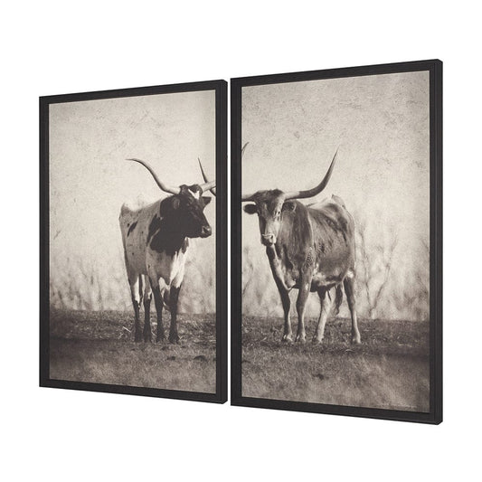 Mercana - Texas Longhorns by Debra Van Swearingen a Hand Embellished Framed Art Photograph Print (Set of 2) - 15470 view 2