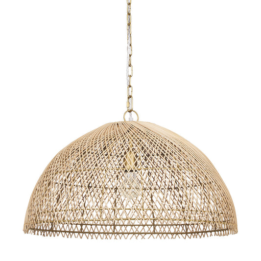 Mercana - Thad 1-Light Natural Woven Rattan Dome Pendant - 70914 view 1