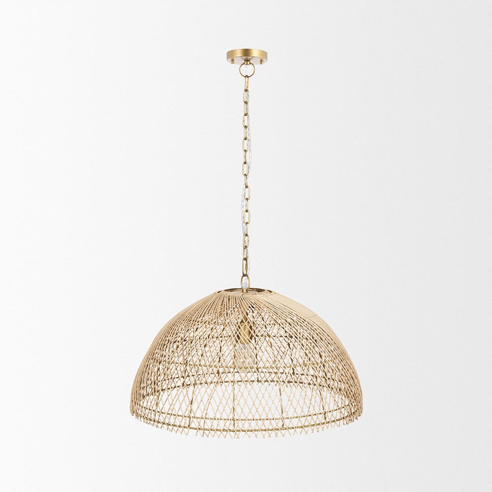 Mercana - Thad 1-Light Natural Woven Rattan Dome Pendant - 70914 view 2