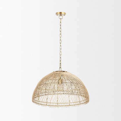Mercana - Thad 1-Light Natural Woven Rattan Dome Pendant - 70914 view 2