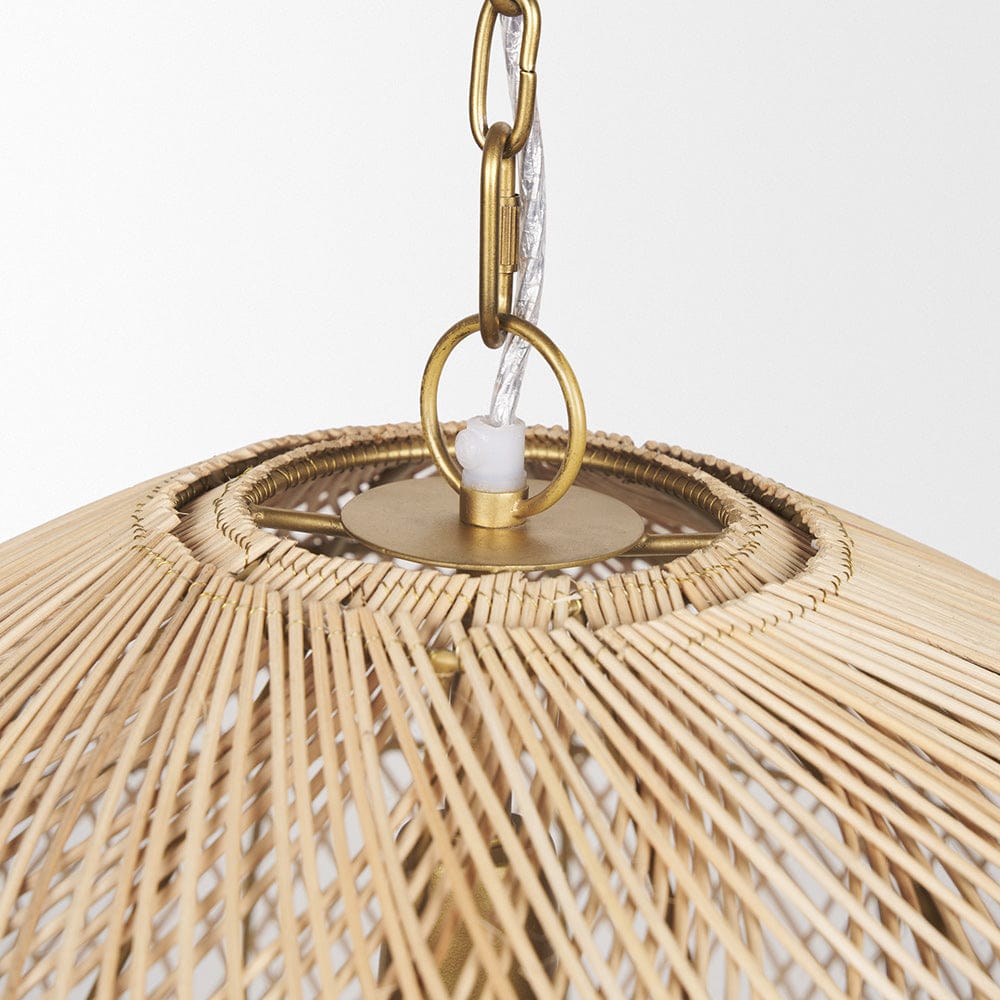 Mercana - Thad 1-Light Natural Woven Rattan Dome Pendant - 70914 view 5