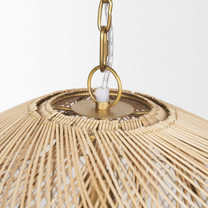 Mercana - Thad 1-Light Natural Woven Rattan Dome Pendant - 70914 view 5