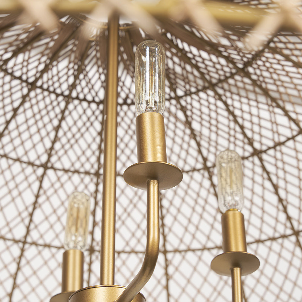 Mercana - Thad 4-Light Natural Woven Rattan Dome Chandelier - 70916 view 7