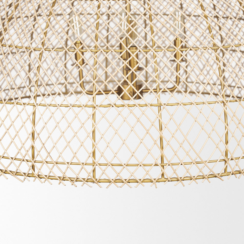 Mercana - Thad 4-Light Natural Woven Rattan Dome Chandelier - 70916 view 8