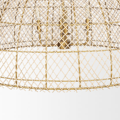 Mercana - Thad 4-Light Natural Woven Rattan Dome Chandelier - 70916 view 8