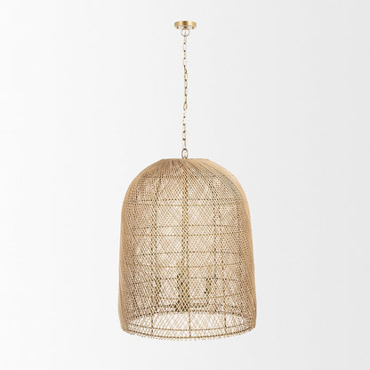 Mercana - Thad 4-Light Natural Woven Rattan Foyer Chandelier - 70915 view 2
