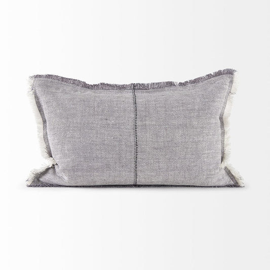 Mercana - Thais 13L x 21W Gray Fabric Fringed Decorative Pillow Cover - 69416 view 2