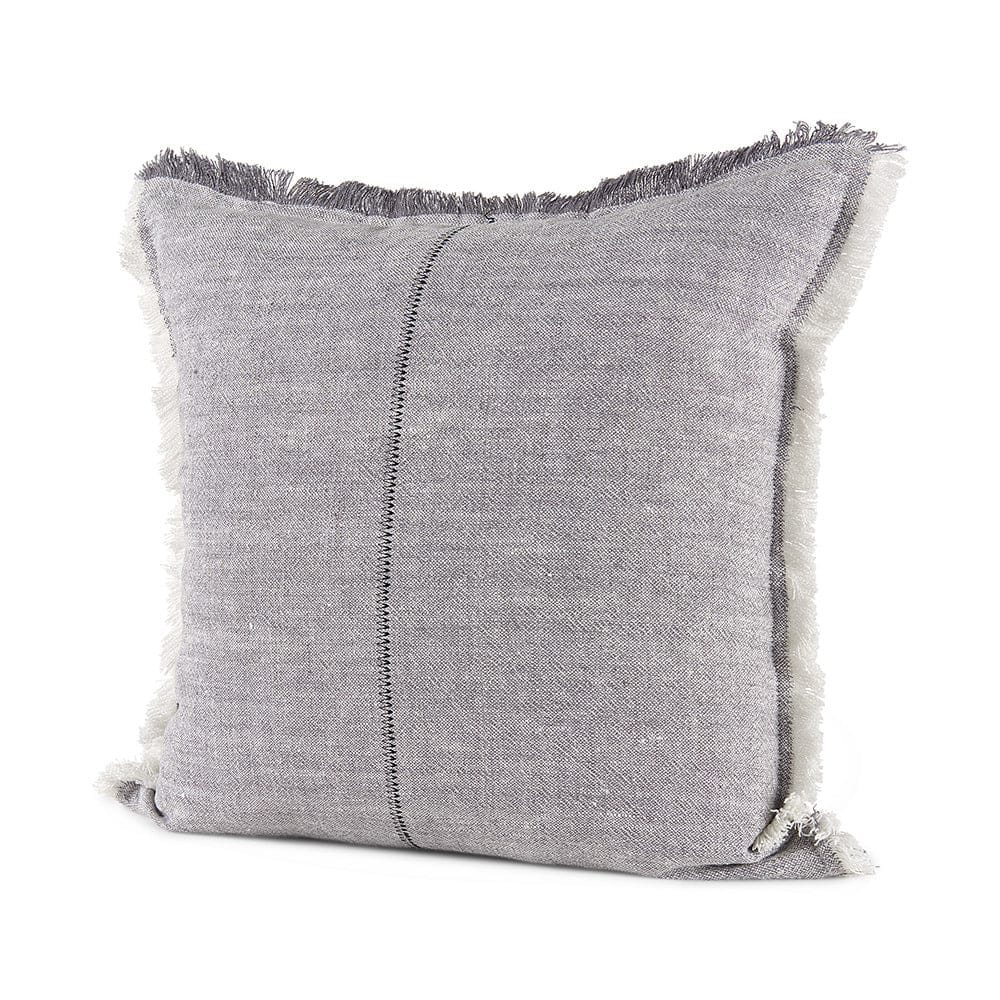 Mercana - Thais 20L x 20W Blue and Cream Fringed Decorative Pillow Cover - 69417 view 1