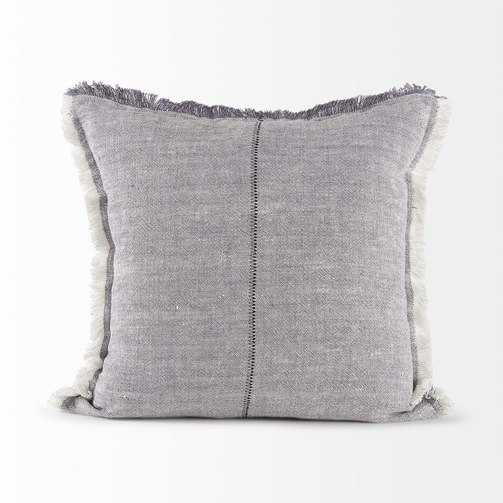Mercana - Thais 20L x 20W Blue and Cream Fringed Decorative Pillow Cover - 69417 view 2