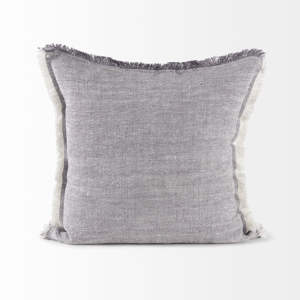 Mercana - Thais 20L x 20W Blue and Cream Fringed Decorative Pillow Cover - 69417 view 4