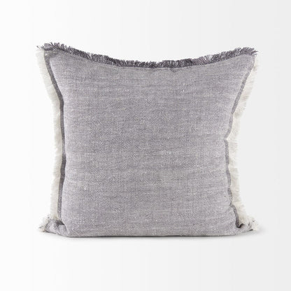 Mercana - Thais 20L x 20W Blue and Cream Fringed Decorative Pillow Cover - 69417 view 4