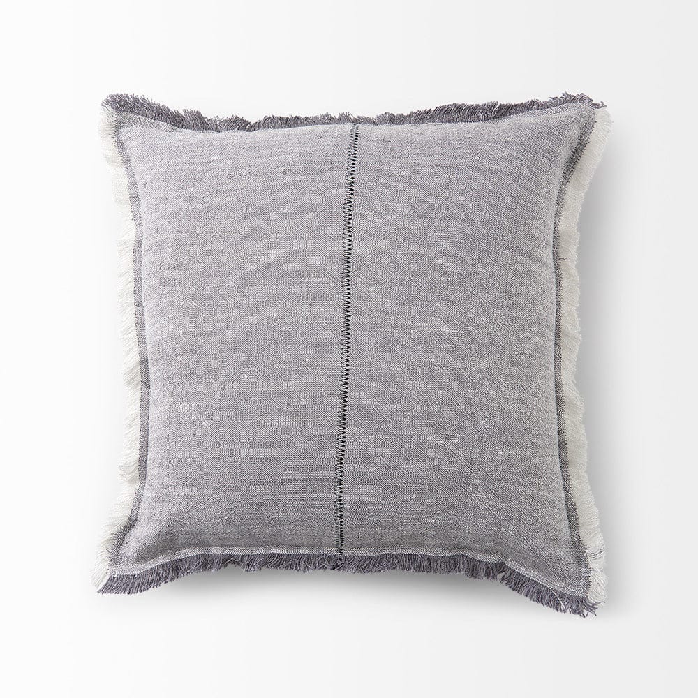 Mercana - Thais 20L x 20W Blue and Cream Fringed Decorative Pillow Cover - 69417 view 5