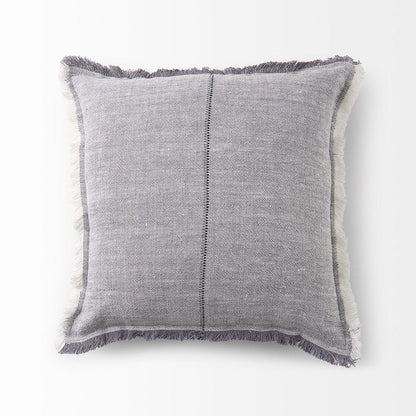 Mercana - Thais 20L x 20W Blue and Cream Fringed Decorative Pillow Cover - 69417 view 5