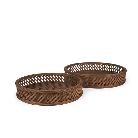 Mercana - Thala Medium Brown Round Wicker Tray (Set of 2) - 70541 view 1