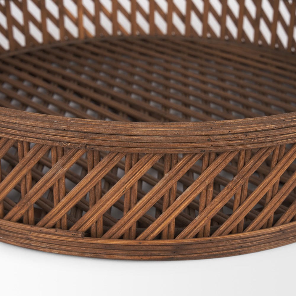 Mercana - Thala Medium Brown Round Wicker Tray (Set of 2) - 70541 view 6