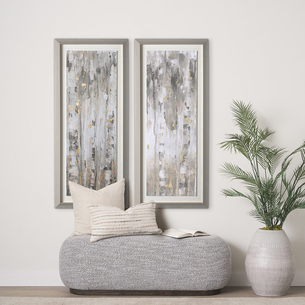 Mercana - The Forest V Neutral by Mercana Studio Hand Embellished Textured Framed Art Print Matted under Glass - 12661 view 4