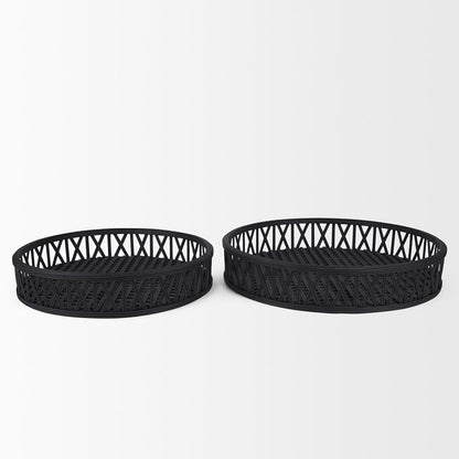 Mercana - Thea Matte Black Wicker Trays (Set of 2) - 70540 view 2