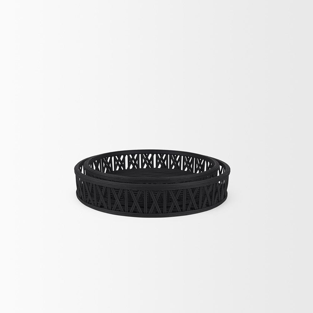 Mercana - Thea Matte Black Wicker Trays (Set of 2) - 70540 view 3